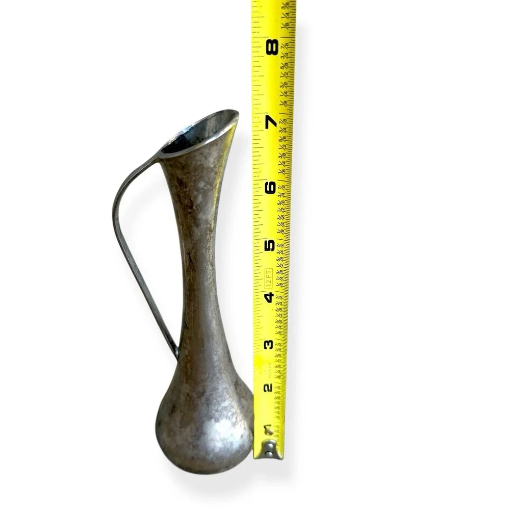 Vintage French Silver Plated Brass‎ Metal Single Bud Vase 7